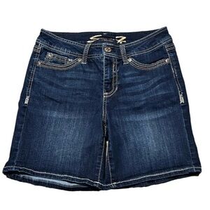 Seven7 Dark Denim Blue Jean Shorts Cotton Polyester Spandex Women Size 4